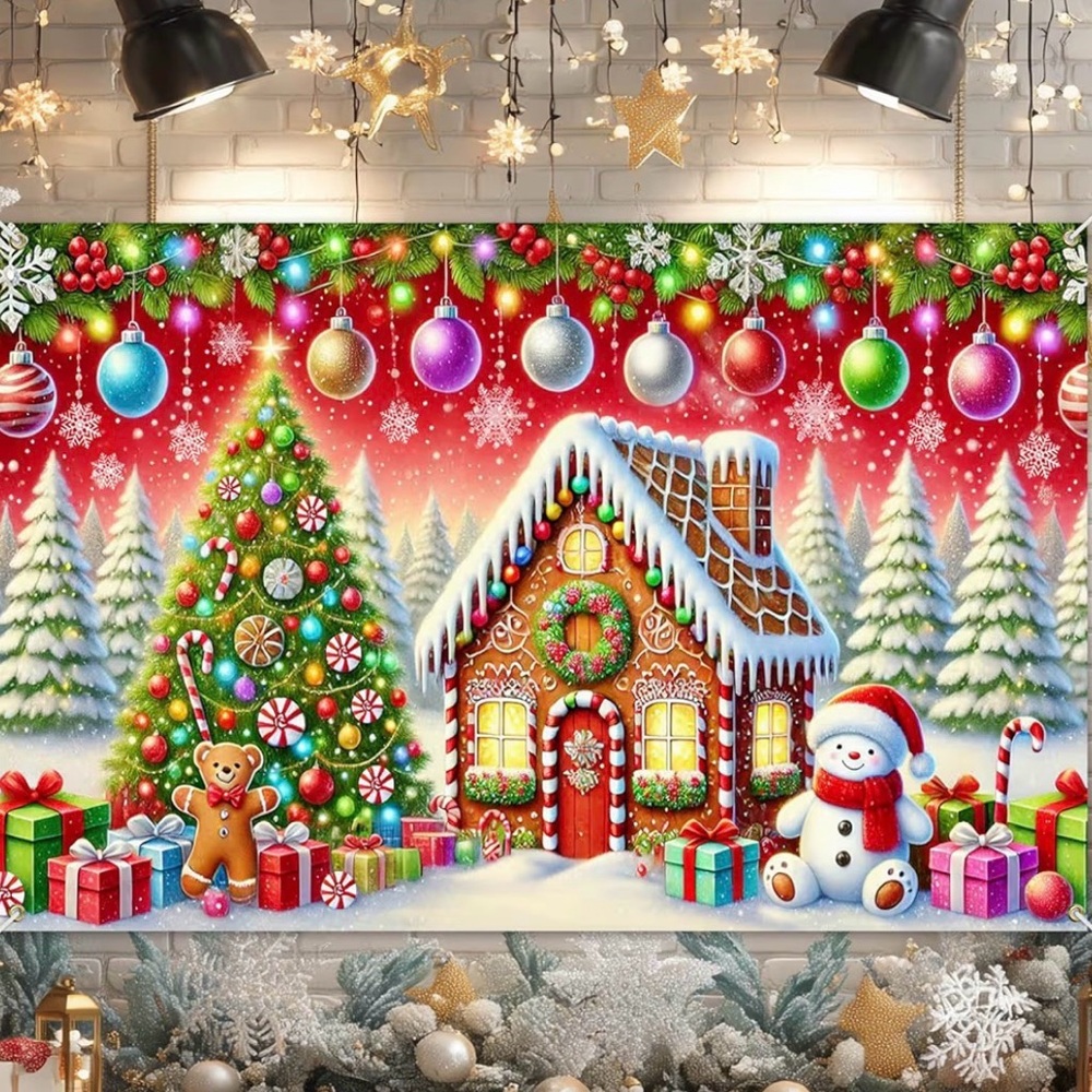 Festive Christmas Gingerbread Party Photo Backdrop